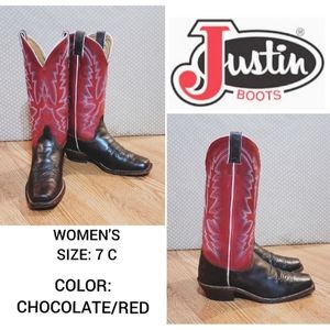 JUSTIN Bent Rail Western Boots  - Women's Size 7C
